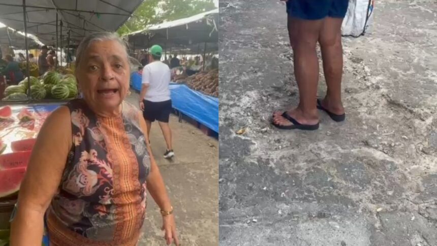 Buracos dificultam circulação e provocam acidentes na feira do Augusto Franco em Aracaju